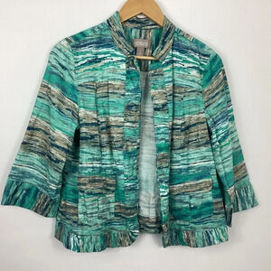 Chico's Linen Blend Watercolor Blazer Size 1